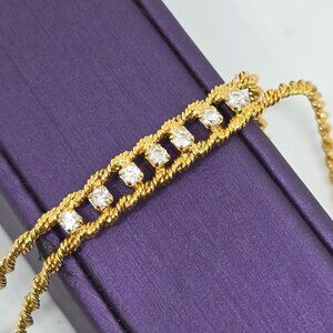 Merlite Gold Double Rope Twist Chain Bracelet Crystal Rhinestone Accent Bracelet